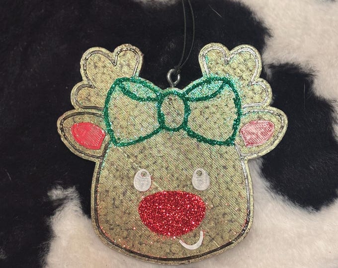 Reindeer with Green Bow Car Freshie