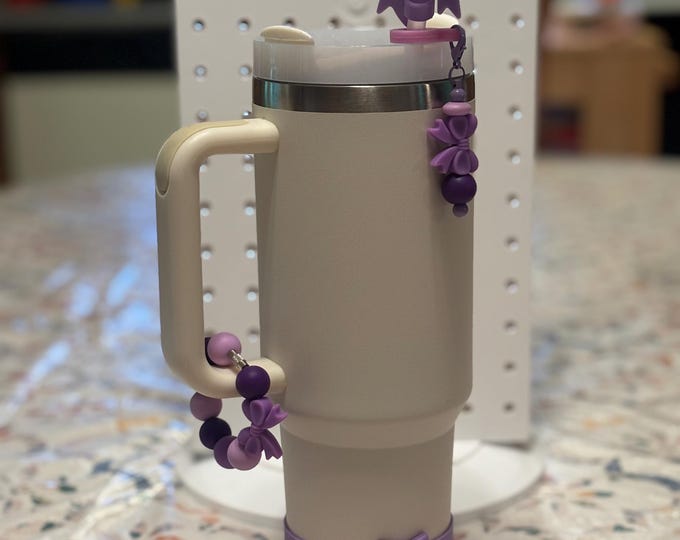 Purple Bow Tumbler Boot Set
