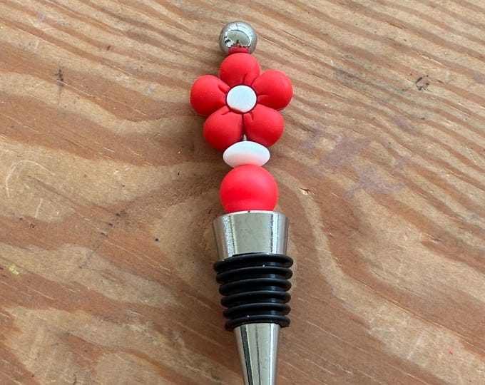 Red Flower Bottle Stopper