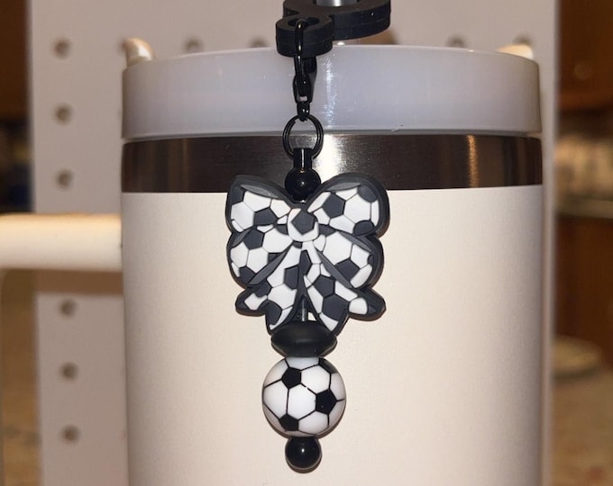 Soccer Bow Straw Charm