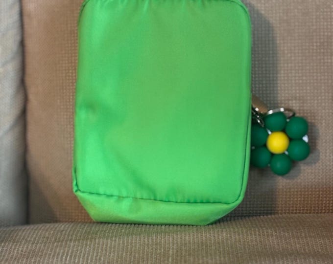 Green Mini Pouch with Flower Keychain