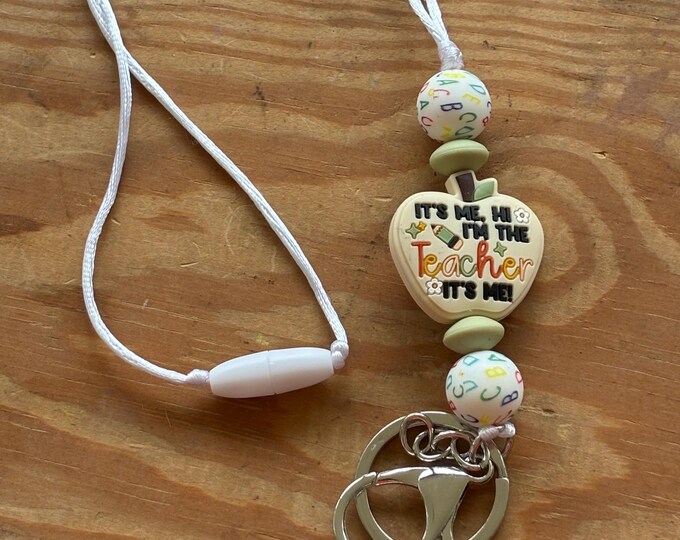 Tan Teacher Apple Lanyard