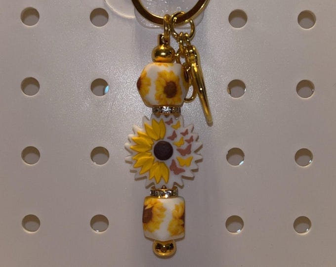 Gold Sunflower Bar Keychain