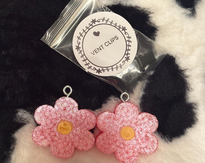 Pink Flower Vent Clips