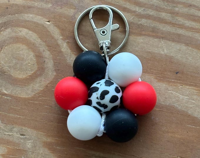 Black Cow Print Flower Charm