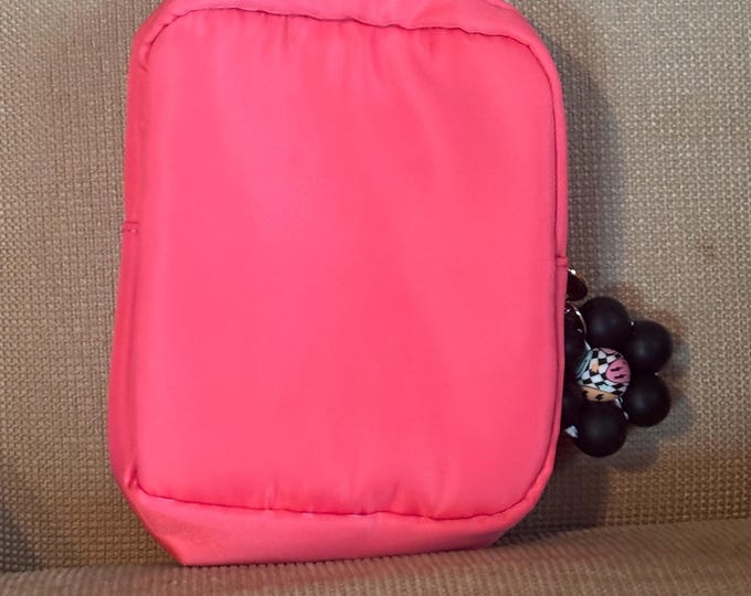Hot Pink Mini Pouch with Flower Keychain