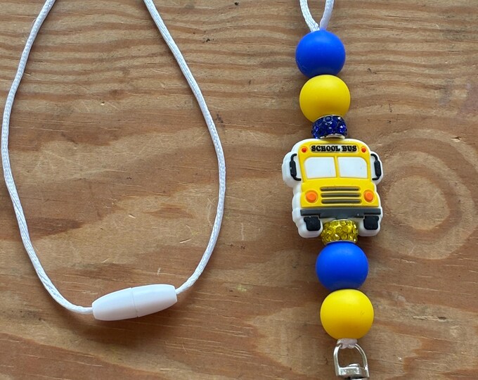 Blue and Yellow Bus Lanyard
