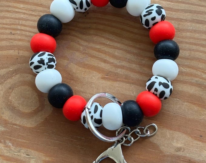 Red and Black Cow Regular Wristlet