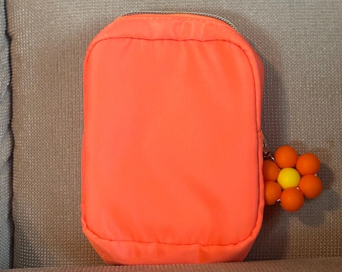 Orange Mini Pouch with Flowr Keychain