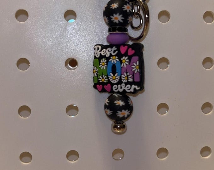 Purple Best Mom Ever Bar Keychain