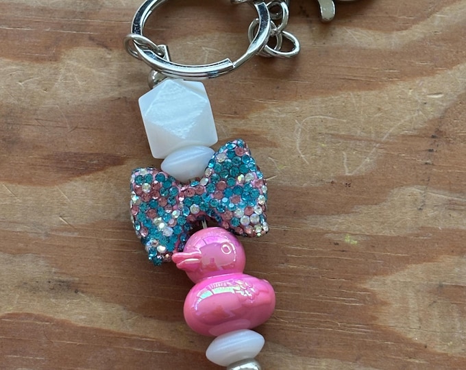 Duck with Bow Bar Keychain