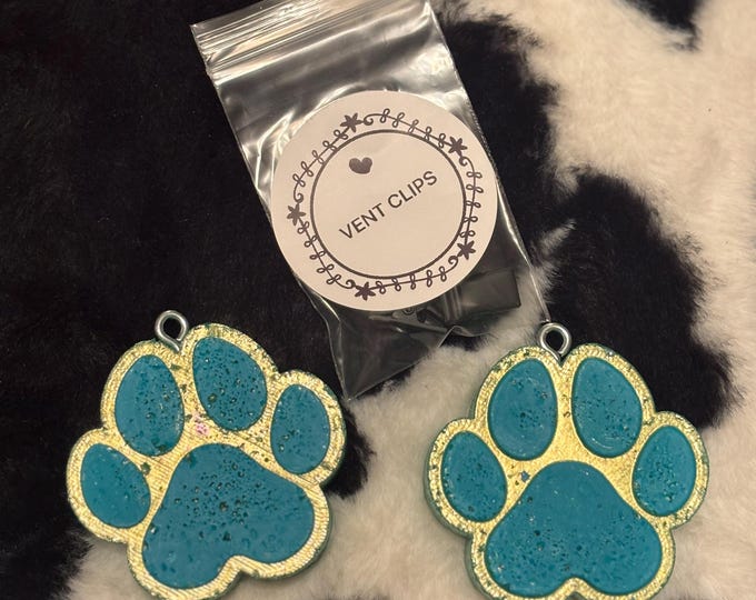 Teal Paw Vent Clips