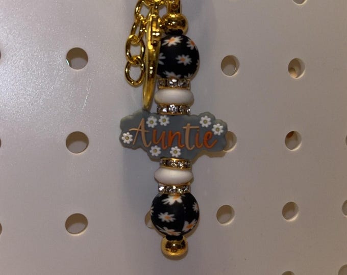 Gold Auntie Bar Keychain