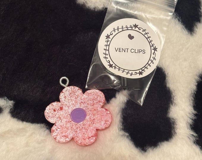 Single Pink Flower Vent Clip