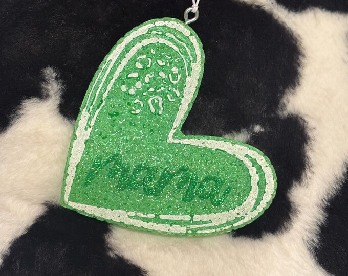 Green Mama Heart Car Freshie