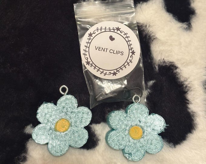 Blue Flower Vent Clips