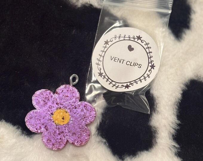 Single Purple Flower Vent Clip
