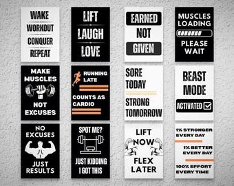 Motivational Gym Wall Art Set: Fitness Posters (Digital Download)
