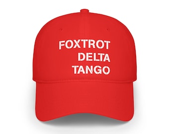 Foxtrot Delta Tango  Cap, Custom Red Low Profile Baseball Cap, Perfect for Casual Outings, Gift for Veterans, Stylish Sun Protection