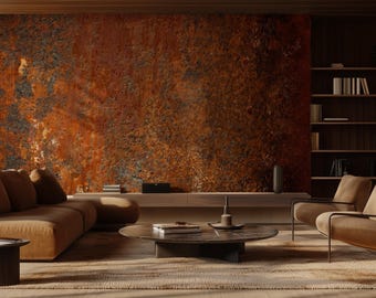 Papier peint texturé rouille industrielle - Papier peint mural en métal vieilli