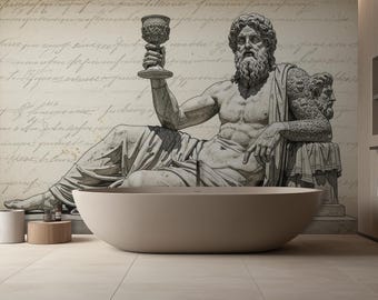 Greek God Marble Statue Wallpaper, Peel and Stick Mural