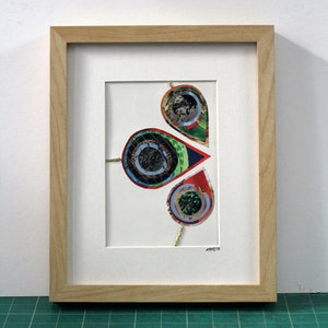 Embroidered Collage Art &#39;Untitled 001&#39; , Original Collage, Nature Art, Leaf Art, Contemporary Art, Home Decor, Wall Art