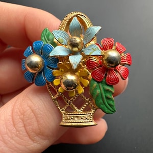 Vintage brochemand met bloemen antiek Tsjecho-Slowakije USSR Tsjechische pin messing