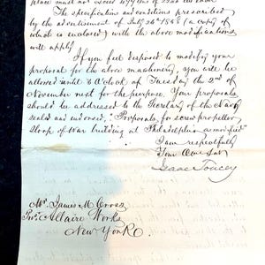 Isaac Toucey - Carta manuscrita como Secretario de la Marina, 2 de octubre de 1858