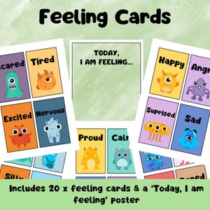 Monstergevoelkaarten voor peuters, kinderen | Afdrukbare emotiekaarten | Emoties aanleren, empathie opbouwen | Directe digitale download