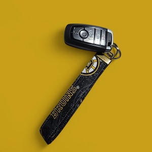 Boston Bruins Key Wristlet, Key Fob, Keychain, NHL, Boston, Lucky, Spring, Key Fob for Men