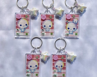 heisei retro awawa-chan, handmade japanese character keychain, juminocore, trinket
