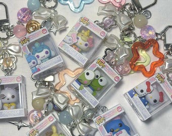 mini trinket keychain, pop bitty character keychains
