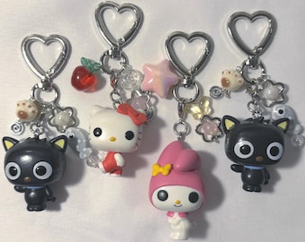 mini pop character keychains, beaded bag charm
