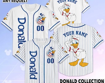 Camiseta de béisbol personalizada del Pato Donald Cruise Sailor, camiseta del Pato Donald de Disney, atuendo a juego del equipo de Disneyland