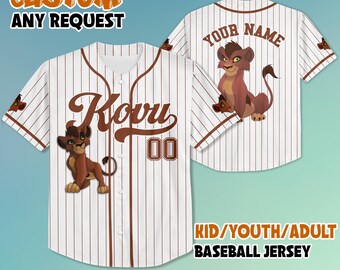 Individuell gestaltetes Kovu-Baseballtrikot, personalisiertes „Der König der Löwen“-Trikot, Partnerlook für die ganze Familie, Geschenkidee aus dem Magic Kingdom