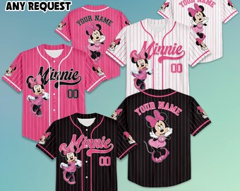 Personalisierte Minnie Mouse Collection Baseball Jersey, Benutzerdefinierte Micky und Freunde Shirt, Disney Baseball Team Outfit, Geschenk für Disney Fans