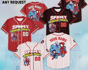 Camiseta de béisbol personalizada de Spidey y sus increíbles amigos, camiseta de Disney de Spidey y sus increíbles amigos, atuendo familiar a juego