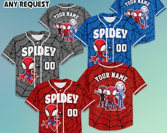 Custom Spidey and His Amazing Friends Baseball Jersey, Disney Spidey Superhero Baseball Team Shirt, Superhero Team Shirt for Fans