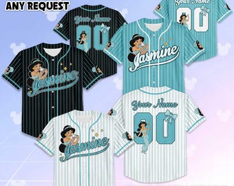 Benutzerdefinierte Jasmin Prinzessin Baseball Jersey, personalisierte Disney Aladdin Jersey Shirt, Disneyland Geburtstagsgeschenk, Disney Baseball Fan Liebhaber Geschenk