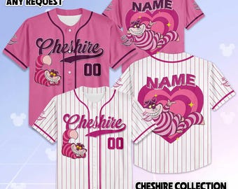 Gepersonaliseerd honkbalshirt The Cheshire Cat, honkbalshirt Disney Alice in Wonderland, bijpassende outfit voor Disney-reis, Disney-verjaardagscadeau
