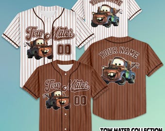 Custom Tow Mater Baseball Jersey, Disney Cars Baseball Shirt, Matching Disney Trip Outfit, Disneyland Birthday Gift