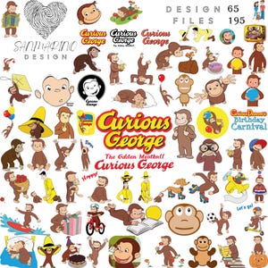 Pegatinas de personajes de George el Curioso (Svg) / Camiseta / Sudadera con capucha / Pegatina / Taza / Póster / Impresión digital / Fiesta de cumpleaños / Día especial / Paquete / Png