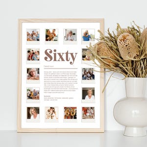 60th birthday gift | Birthday present | Creative gift idea, instant download PDF | Round birthday poster