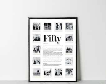 Geschenk zum 50. Geburtstag | Geburtstagsgeschenk zum 50ten | 50. Geburtstag Freundin | sofort Download PDF | 50. Geburtstag Poster