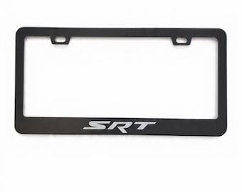 Grey SRT logo license plate frame for dodge Charger, Challenger, Durango, HELLCATS SUPERCHARGE