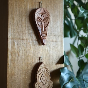 The set of African wooden mask, Hand-carved mask, Ethnic wooden mask, wall art, Wood mask wall decor, home decor, Boho decor