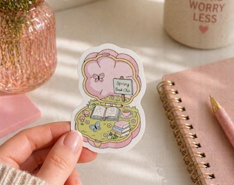 Spring Book Club Sticker | Cute Bookish Sticker for Reader | Aesthetic Kindle Laptop Sticker Gift