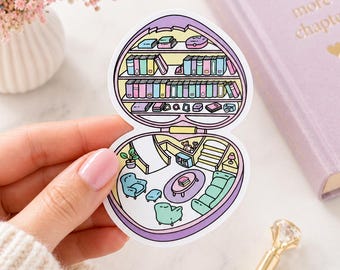 Bookshop Compact Sticker | Cute Bookish Sticker for Reader | Pastel Y2K Kindle Laptop Decal Gift
