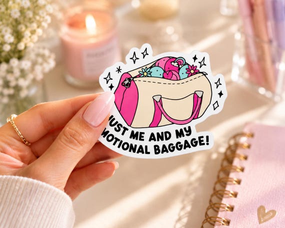 Just Me And My Emotional Baggage Funny Mental Health Sticker | Therapy Humor Gift | Sarcastic