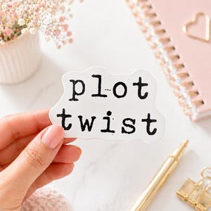 Plot Twist-klistermärke | Söt boklig klistermärke för läsare | Minimalistisk skrivmaskin Kindle laptop-dekal present
